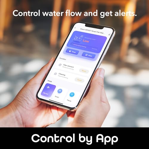 Geeni PetConnect 2.6L Smart Pet Water Fountain, Automatic Filtered Water Bowl for Cats and Dogs, Wi-Fi Controlled, Alexa & Google Home Compatible, Clean and Fill Alerts, White