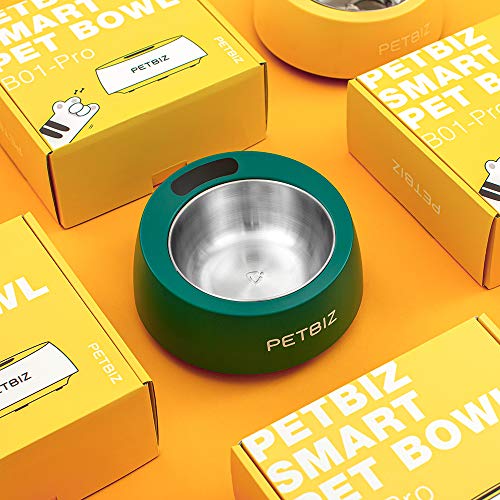 PETBIZ Smart Bowl for Pets, Stainless Pet Bowl with Built-in Digital Scale, Feeding Suggestion (Jet Black)