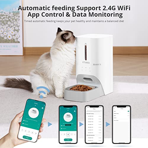 Automatic Cat Feeders,4L Pet Dry Food Dispenser with 2.4G WiFi App Enabled Automatic Pet Feeder for Cat & Dog,Timed Cat Feeder Program 1-10 Meals and 30s Meal Call,Control Pet Feeder for Dry Food