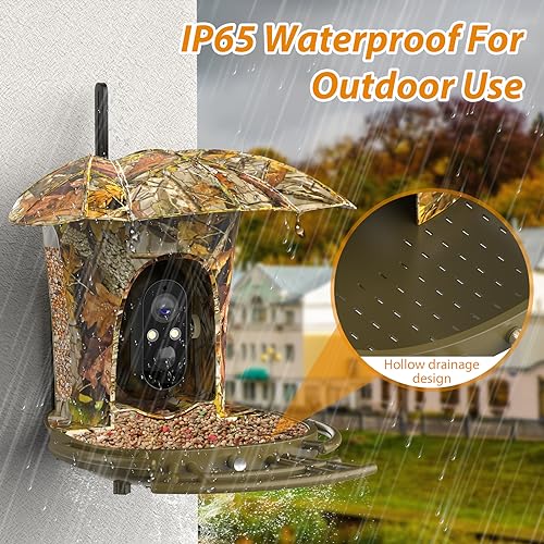 Smart Bird Feeder Camera, 1080P HD, 11000+ Bird Species Camera Auto Capture, 6W Solar Panel Bird Species, Bird Feeder with Camera Birdhouse with 64G Card for Bird Lovers