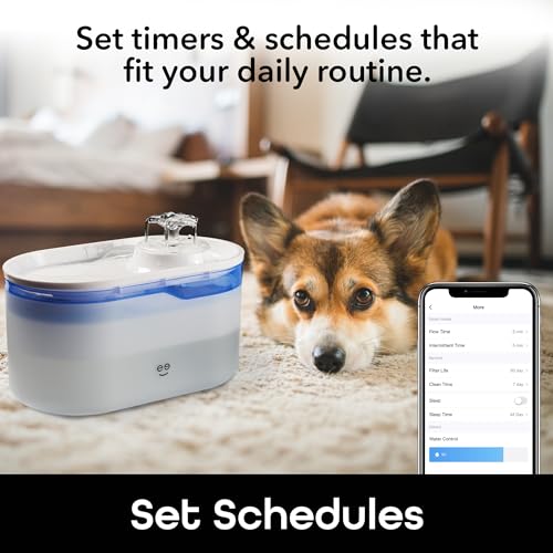 Geeni PetConnect 2.6L Smart Pet Water Fountain, Automatic Filtered Water Bowl for Cats and Dogs, Wi-Fi Controlled, Alexa & Google Home Compatible, Clean and Fill Alerts, White