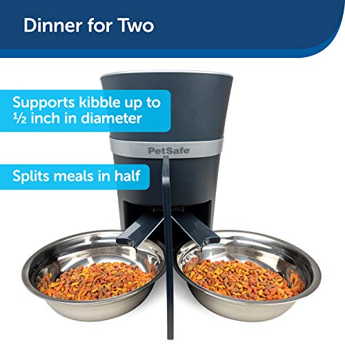 PetSafe 2-Pet Meal Splitter with Bowl - Designed for PetSafe Smart Feed and Healthy Pet Simply Feed Automatic Cat Feeder - No-Mess Food Dispensing - includes Privacy Panel