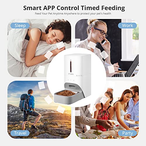 Automatic Cat Feeders,4L Pet Dry Food Dispenser with 2.4G WiFi App Enabled Automatic Pet Feeder for Cat & Dog,Timed Cat Feeder Program 1-10 Meals and 30s Meal Call,Control Pet Feeder for Dry Food