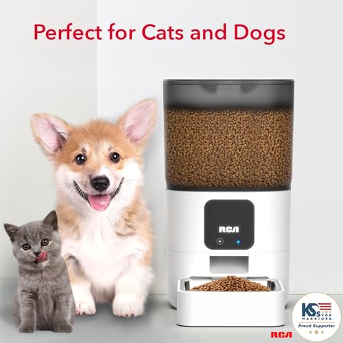 RCA Smart Pet Feeder for Cats, Dogs, Rabbits – WiFi-Enabled, RCA App Control for Remote Feeding, Dishwasher Safe Bowls, Compatible with Alexa & Google,6-Liter Capacity, BPA-Free Materials
