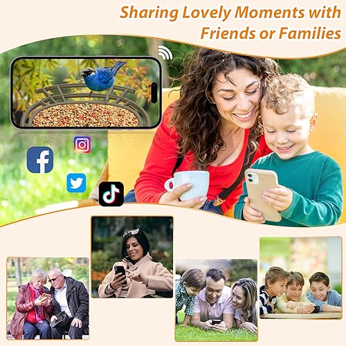 Smart Bird Feeder Camera, 1080P HD, 11000+ Bird Species Camera Auto Capture, 6W Solar Panel Bird Species, Bird Feeder with Camera Birdhouse with 64G Card for Bird Lovers