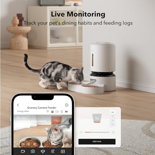 PETLIBRO Automatic Cat Feeder with Camera for Two Cats, 1080P HD Video with Night Vision, 5G WiFi Pet Feeder with Phone APP Control, 2-Way Audio for Cat & Dog, Low Food & Motion & Sound Alerts