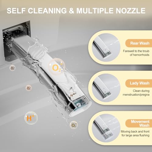 TEISVAY Smart Toilet with Bidet Built in, Auto Open & Close Smart Toilet with Foot Sensing, Smart Bidet Toilet with Heated Seat Smart Toilets for Bathroom with User Habit Setting