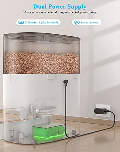 HoneyGuaridan 6L Automatic Cat Feeder for 2 Cats, 2.4G WiFi Enabled Smart Feed Automatic Pet Feeder for Cats & Dogs, Timed Pet Food Dispenser with Stainless Steel Bowl APP Control, 10s Voice Recorder