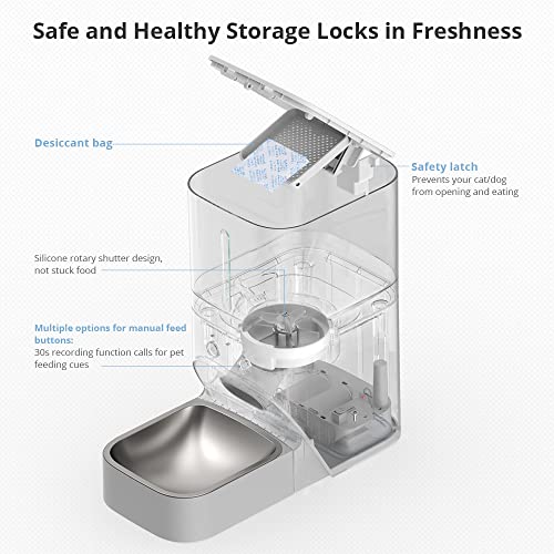 Automatic Cat Feeders,4L Pet Dry Food Dispenser with 2.4G WiFi App Enabled Automatic Pet Feeder for Cat & Dog,Timed Cat Feeder Program 1-10 Meals and 30s Meal Call,Control Pet Feeder for Dry Food