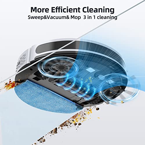 HONITURE Robot Vacuum and Mop Combo, 4000pa Strong Suction, G20 Robot Vacuum Cleaner with Self-Charging, 150Mins Max, App&Remote&Voice Control, Super-Slim, Ideal for Pet Hair
