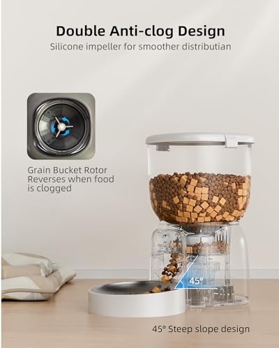 LAMPICK Automatic Cat Feeder with Camera, 1080P HD Video Cat Food Dispenser with Stainless Steel Bowls WiFi Automatic Pet Feeder with 2 Way Audio,Smart App Control