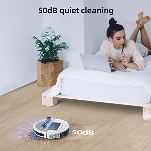 HONITURE Robot Vacuum and Mop Combo, 4000pa Strong Suction, G20 Robot Vacuum Cleaner with Self-Charging, 150Mins Max, App&Remote&Voice Control, Super-Slim, Ideal for Pet Hair
