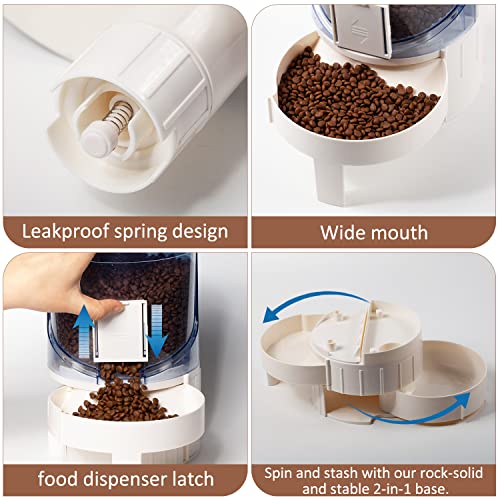 Automatic Cat Dog Feeder and Cat Water Dispenser in Set - Rotating Storage Gravity Pet Water Dispenser for Small Medium Pets Dog Puppy Kitten