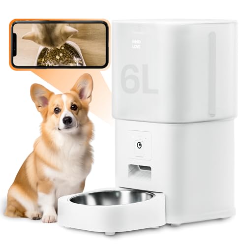ABRCT Automatic Cat Feeder with Camera,6L Large Capacity Smart Feeder for Cats,Visible Food Bowl,App Remote Control,Customize Feeding Plan