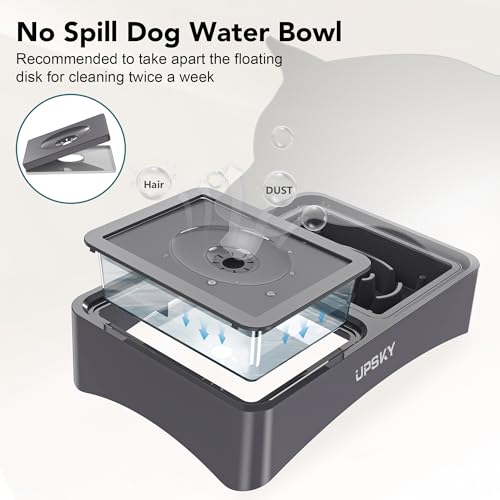 UPSKY 2-in-1 Elevated Dog Bowls Slow Feeder, 4 Height Adjustable Raised Dog Bowl Stand No Spill Dog Water Bowl Dispenser, Anti-Slip Dog Food and Water Bowl for Small Medium Dog