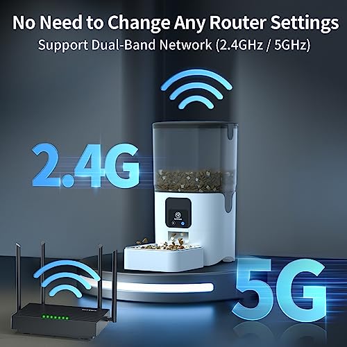 PAPIFEED 5G WiFi Automatic Cat Feeders: Smart Automatic Cat Food Dispenser with Slow Feeding Mode, Detachable for Easy Cleaning, Pet Feeder with Alexa, 1-30 Meals Per Day for Multiple Pets (6L/25 Cup)