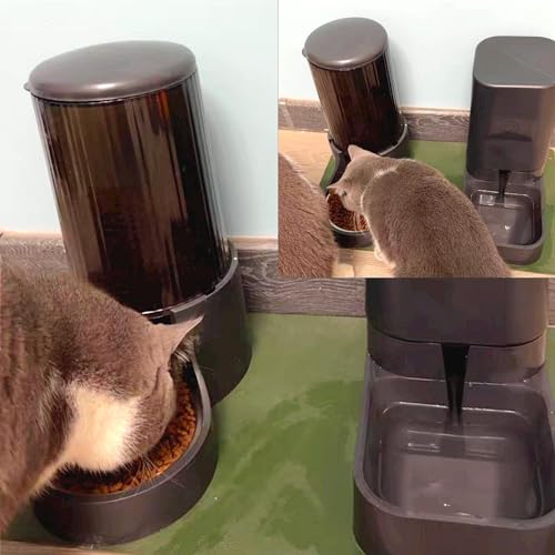 Hamiledyi Automatic Dogs Feeder and Water Dispenser Cats Gravity Food Feeder and Waterer Set with Food Bowl for Pets Puppy Kitten Rabbit(3.8L)
