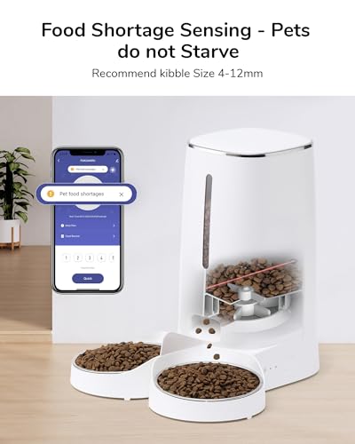 FUKUMARU Automatic Cat Feeder, 4L Dog Feeders with Double Bowls, Support DIY Meals and Timed Control WiFi Cat Food Dispenser, Suit for Most Cat and Dog Food