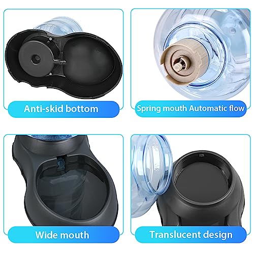 2 Pack Automatic Cat Feeder and Water Dispenser in Set Gravity Food Feeder and Waterer with Pet Food Mat for Small Medium Dog Pets Puppy Kitten Big Capacity 1 Gallon x 2 (2 Pack Jet Black)