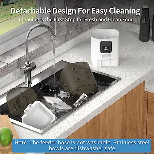PAPIFEED 5G WiFi Automatic Cat Feeders: Smart Automatic Cat Food Dispenser with Slow Feeding Mode, Detachable for Easy Cleaning, Pet Feeder with Alexa, 1-30 Meals Per Day for Multiple Pets (6L/25 Cup)