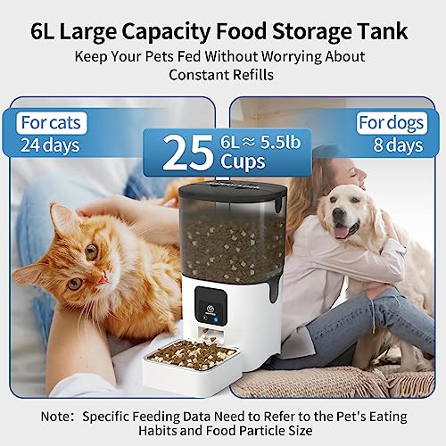 PAPIFEED 5G WiFi Automatic Cat Feeders: Smart Automatic Cat Food Dispenser with Slow Feeding Mode, Detachable for Easy Cleaning, Pet Feeder with Alexa, 1-30 Meals Per Day for Multiple Pets (6L/25 Cup)