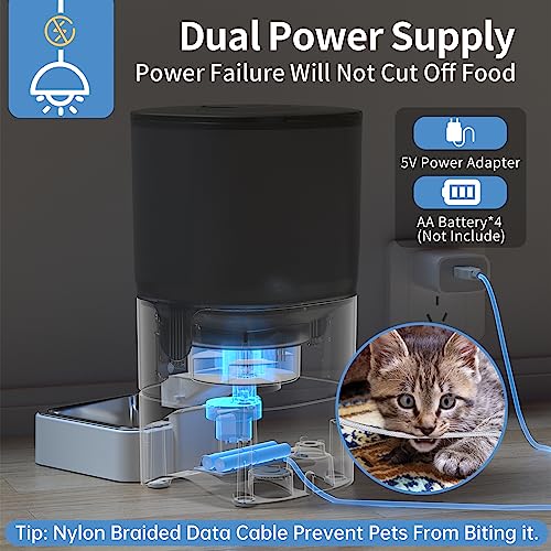 PAPIFEED 5G WiFi Automatic Cat Feeders: Smart Automatic Cat Food Dispenser with Slow Feeding Mode, Detachable for Easy Cleaning, Pet Feeder with Alexa, 1-30 Meals Per Day for Multiple Pets (6L/25 Cup)