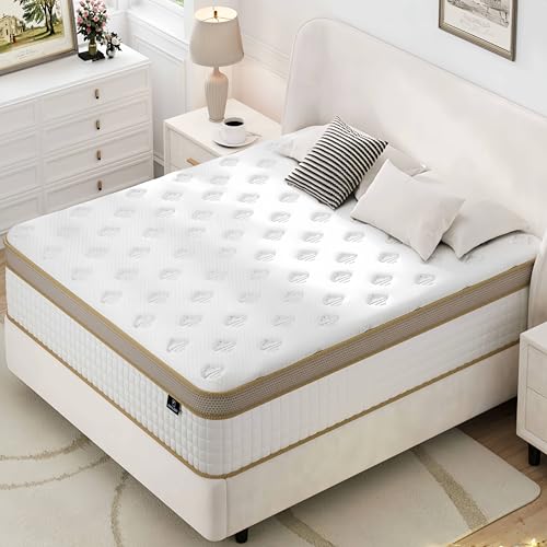 King Size Mattress - Upgrade Strengthen - Firm 14 Inch Hybrid King Mattress in A Box, Mattress King With High Density Memory Foam and Independent Pocket Springs, Strong Edge Support, Pressure Relief