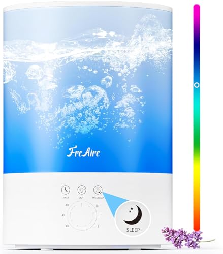 Cool Mist Humidifiers for Bedroom Large Room, 2.5L Smart Baby Air Humidifier with Top-Fill & 25dB Quiet, 24H Ultrasonic Diffuser for Plants, 8 Color Light(White)