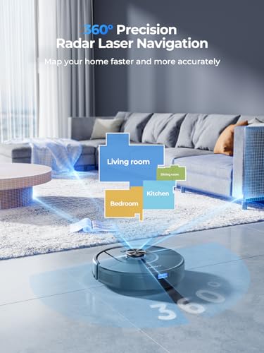 Laresar Robot Vacuums and Mop Combo, 5000Pa Strong Suction with LIDAR Navigation, 3 in 1 Robot Vacuum Cleaner with Auto Carpet Boost, Self-Charging, App&Voice Control, Ideal for Pet Hair(Mars01)