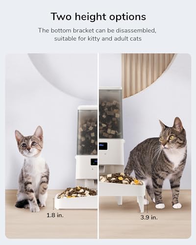 FUKUMARU Automatic Cat Feeder, WiFi Automatic Dog Feeder with Freshness Preservation, 5L Timed Cat Food Dispenser with Elevated Bowls, Up to 10 Meals Per Day, Granary Pet Feeder for Cats/Dogs