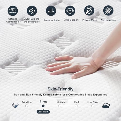 King Size Mattress - Upgrade Strengthen - Firm 14 Inch Hybrid King Mattress in A Box, Mattress King With High Density Memory Foam and Independent Pocket Springs, Strong Edge Support, Pressure Relief