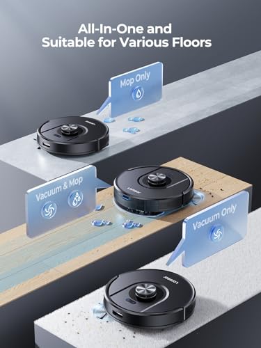 Laresar Robot Vacuums and Mop Combo, 5000Pa Strong Suction with LIDAR Navigation, 3 in 1 Robot Vacuum Cleaner with Auto Carpet Boost, Self-Charging, App&Voice Control, Ideal for Pet Hair(Mars01)