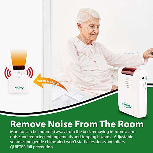 Smart Caregiver Wireless Bed Alarm System - Large Cordless Weight Sensing Bed Alarm Pad (20” x 30”) with Remote Alert Monitor, Free Individual Cleaning Wipes and Liberty 7 Day Pill Box