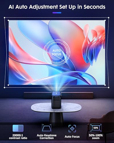 Projector with WiFi and Bluetooth 4K, 【Netflix Official/YouTube/Prime Video】, EXTRAVIS 800ANSI Home Theater Native 1080P, Auto Focus & Keystone, Dolby Audio, Portable Smart Movie Outdoor Projector