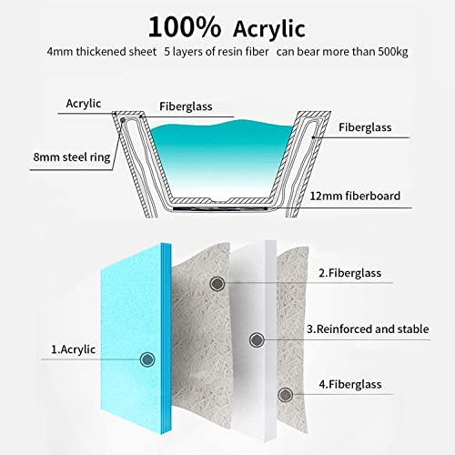 Mokleba 47" Lucite Acrylic Freestanding Bathtub，Square Shape Janpanese Soaking Tub with Seat Desgin,Toe-tap Chrome Right Drain, Slotted Overflow, cUPC Certified,Matte Black