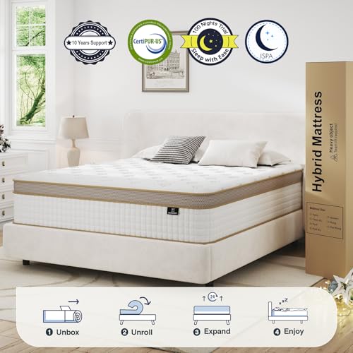 King Size Mattress - Upgrade Strengthen - Firm 14 Inch Hybrid King Mattress in A Box, Mattress King With High Density Memory Foam and Independent Pocket Springs, Strong Edge Support, Pressure Relief