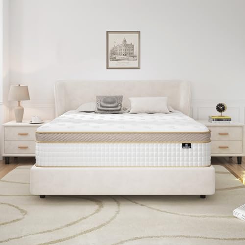 King Size Mattress - Upgrade Strengthen - Firm 14 Inch Hybrid King Mattress in A Box, Mattress King With High Density Memory Foam and Independent Pocket Springs, Strong Edge Support, Pressure Relief