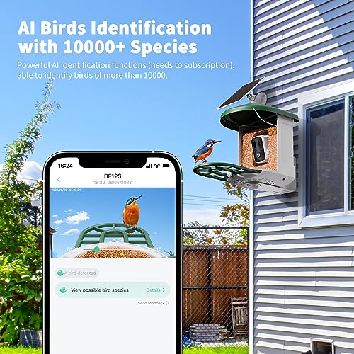 HARYMOR Bird Feeder with Camera with AI Identify Bird Species Solar Panel, Smart Bird House with Cam, Live View, Instant Arrival Alerts, Capture Bird Video, Bird Lover Watching Birds