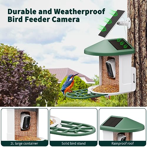 HARYMOR Bird Feeder with Camera with AI Identify Bird Species Solar Panel, Smart Bird House with Cam, Live View, Instant Arrival Alerts, Capture Bird Video, Bird Lover Watching Birds