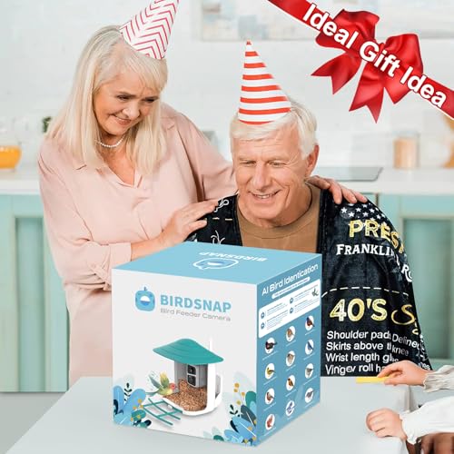 birdsnap® TUC- Smart Bird Feeder with Camera+Solar Panel SD Card 4-in-1 Perch, 160°View 1080P Auto Detect & Notify, AI Identify 10000+ Bird Watching Camera Wireless Outdoor for Bird Lover, Blue