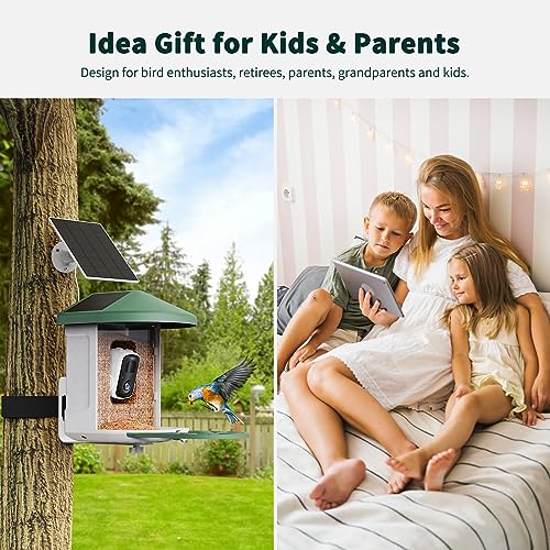 HARYMOR Bird Feeder with Camera with AI Identify Bird Species Solar Panel, Smart Bird House with Cam, Live View, Instant Arrival Alerts, Capture Bird Video, Bird Lover Watching Birds