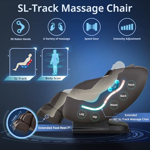 MYNTA 3D SL Track Massage Chair Recliner with Smart Features
