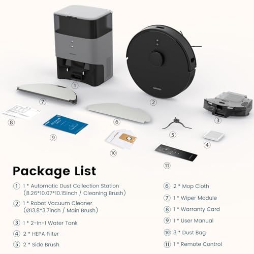 AIRROBO Robot Vacuum and Mop Combo, Self-Emptying, 60-Day Capacity, Home Mapping, Schedule, Wi-Fi/App/Remote, 180mins Runtime, T20+ Robotic Vacuum Cleaner for Pet, Hard Floors, Carpet