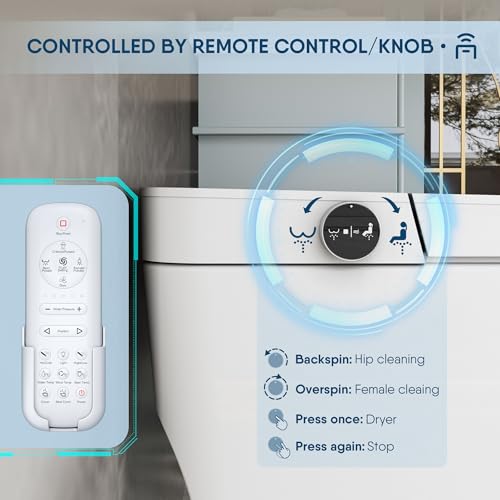 ARRISEA Smart Bidet Toilet, Auto Flush Smart Toilet with Warm Water Washing, Heated Bidet Seat, Adjustable Dryer, Toilet with Bidet and LED Display
