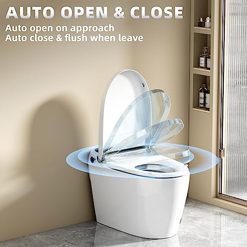 LDian Tankless Smart Toilet With Bidet Built In, One-piece Bidet Toilet Seat, Auto Flush, Auto Open & Auto Close,Heated Seat, Warm Water and Dry, Wireless Remote Control
