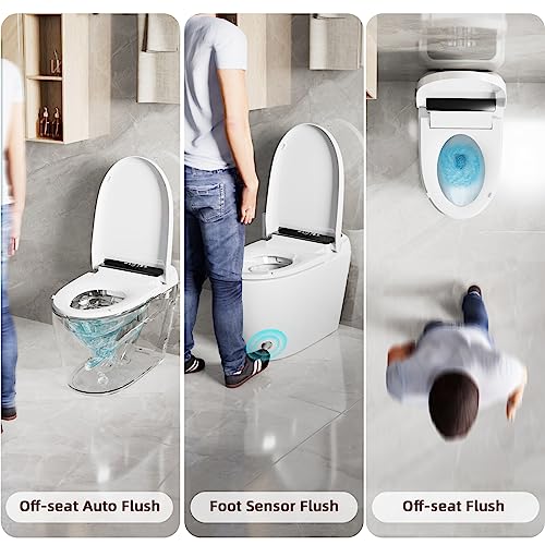 LDian Tankless Smart Toilet With Bidet Built In, One-piece Bidet Toilet Seat, Auto Flush, Auto Open & Auto Close,Heated Seat, Warm Water and Dry, Wireless Remote Control