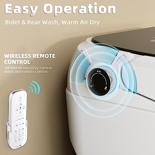 LDian Tankless Smart Toilet With Bidet Built In, One-piece Bidet Toilet Seat, Auto Flush, Auto Open & Auto Close,Heated Seat, Warm Water and Dry, Wireless Remote Control