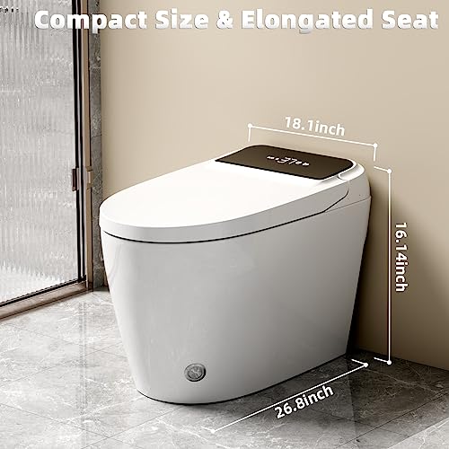 LDian Tankless Smart Toilet With Bidet Built In, One-piece Bidet Toilet Seat, Auto Flush, Auto Open & Auto Close,Heated Seat, Warm Water and Dry, Wireless Remote Control