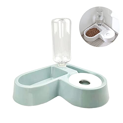 Double Dog Cat Bowls - Pets Water and Food Bowl Set with Automatic Water Bottle, Raised Pet Feeder Bowl for Cats and Small Dogs