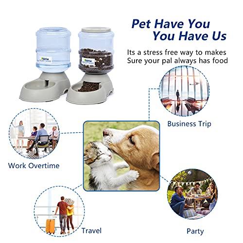 BLUERISE Pet Feeder and Water Food Dispenser Automatic for Dogs Cats, 100% BPA-Free, Gravity Refill, Easily Clean, Self Feeding for Small Large Pets Puppy Kitten Rabbit Bunny